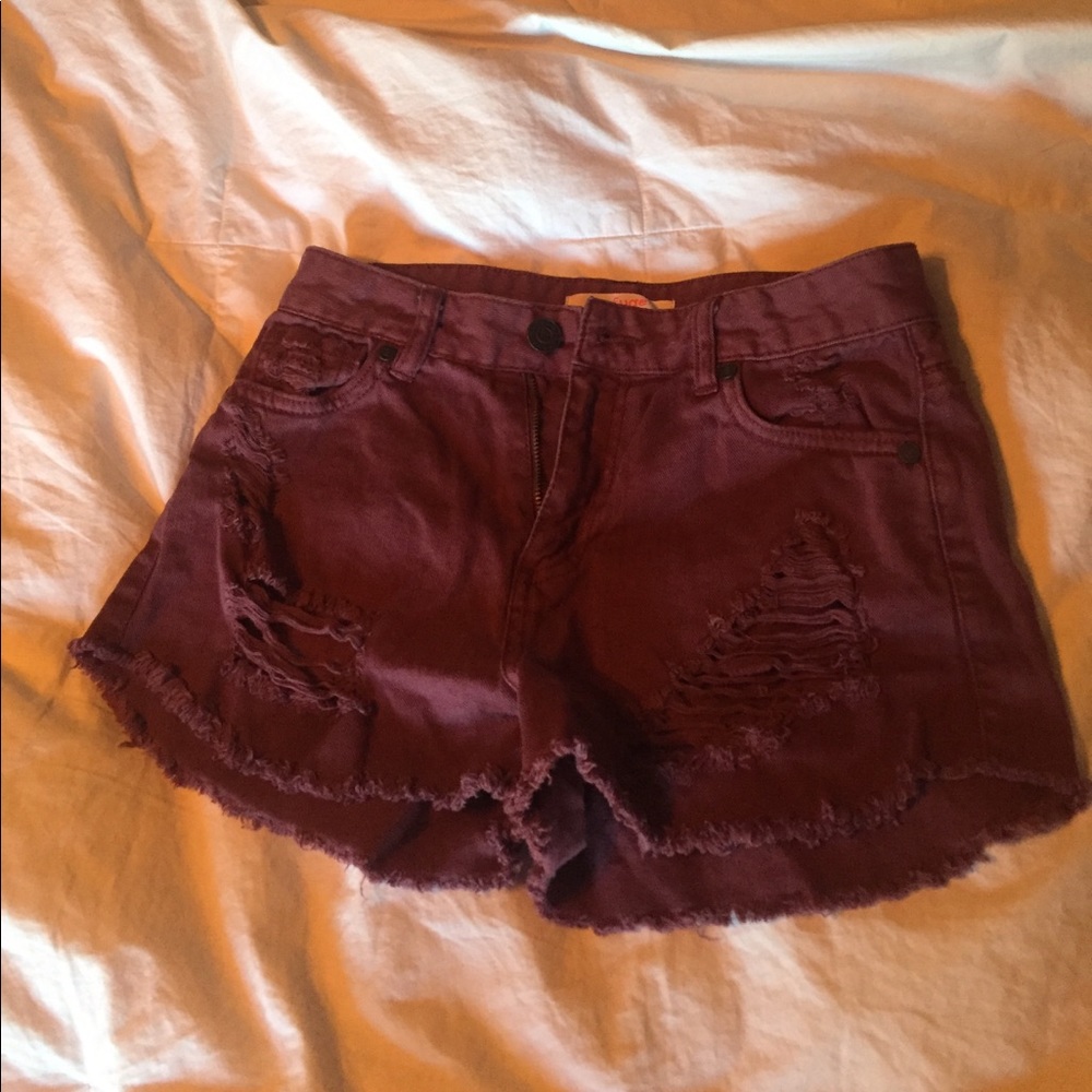 Maroon high waisted jeans