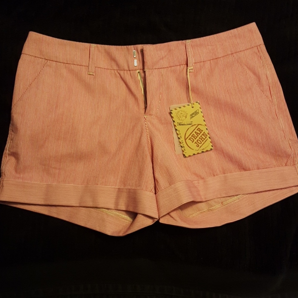 Dear John red/white denim striped shorts. NWT