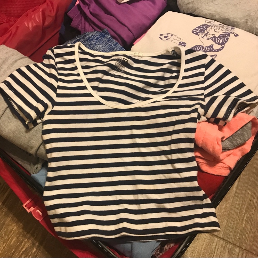 Navy and White crop top