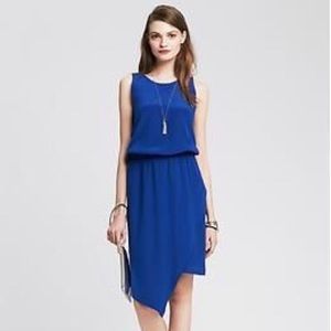 Banana Republic Asymmetric Silk Dress Blue