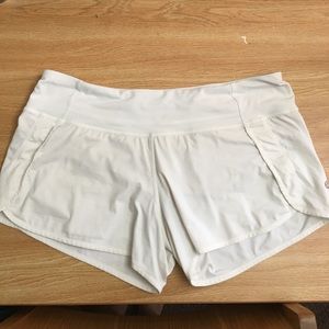 WHITE "Run Times Shorts" Lululemon shorts