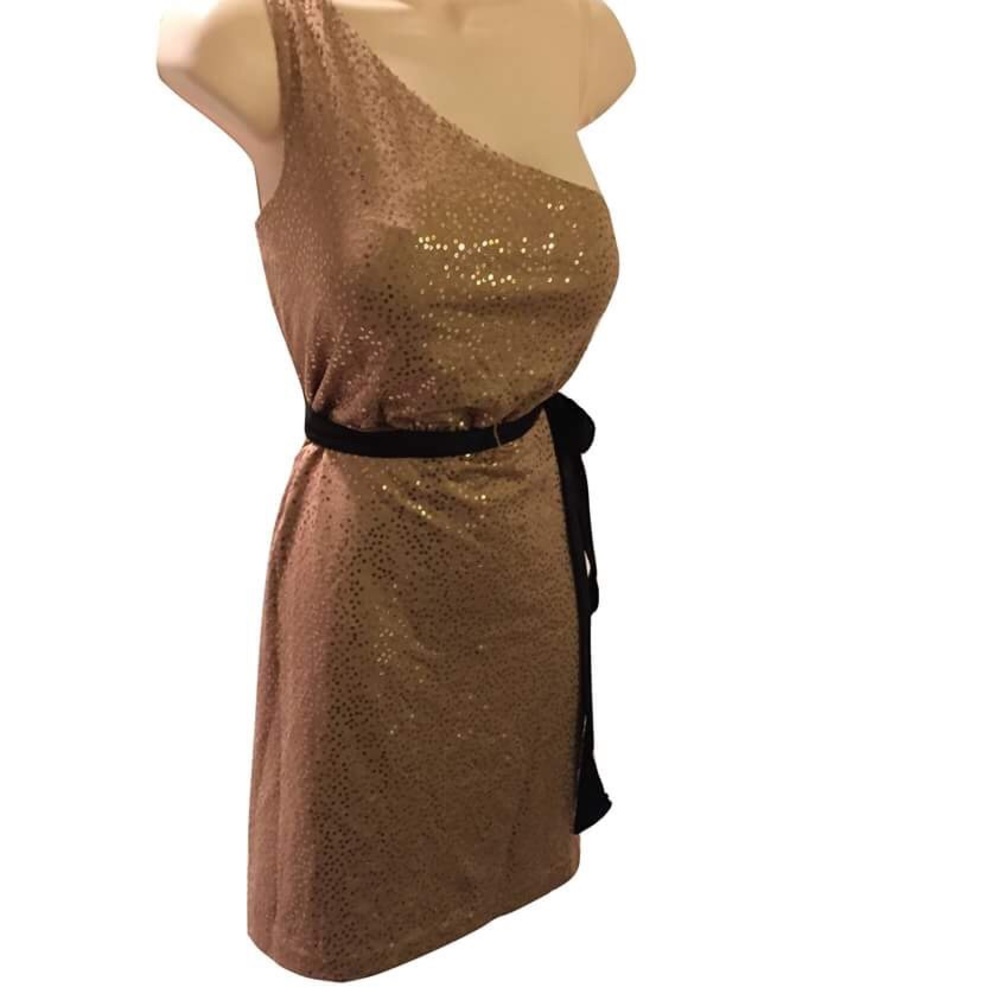 Max & Cleo Warm Taupe Sequined Claudia Dress - Picture 1 of 4