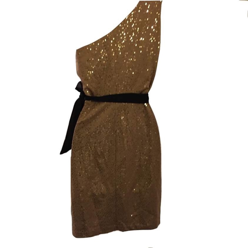 Max & Cleo Warm Taupe Sequined Claudia Dress - Picture 4 of 4