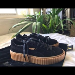 Black and oatmeal suede fenty creepers