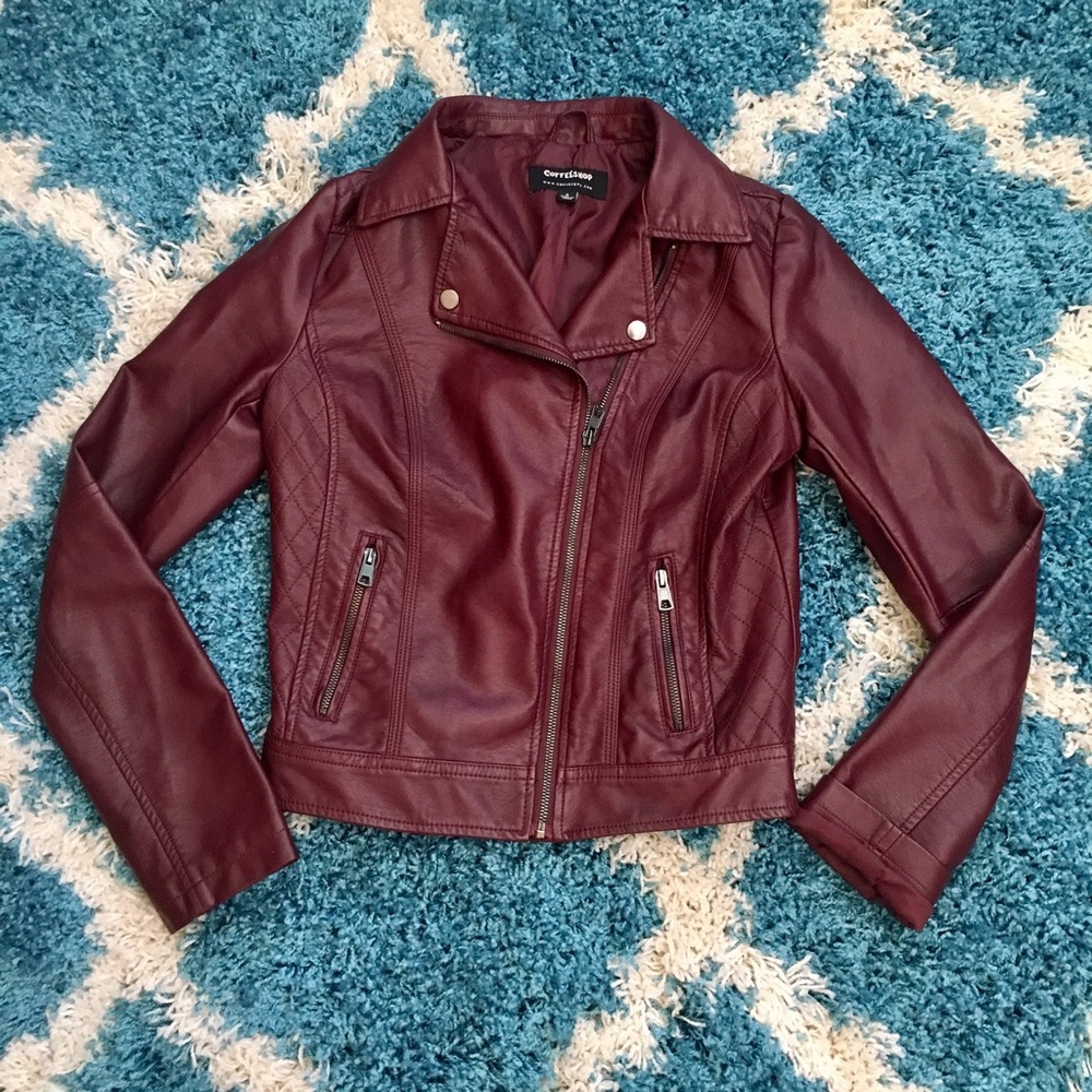 SALE Classic Leather Look Jacket w/ Quilted Detail