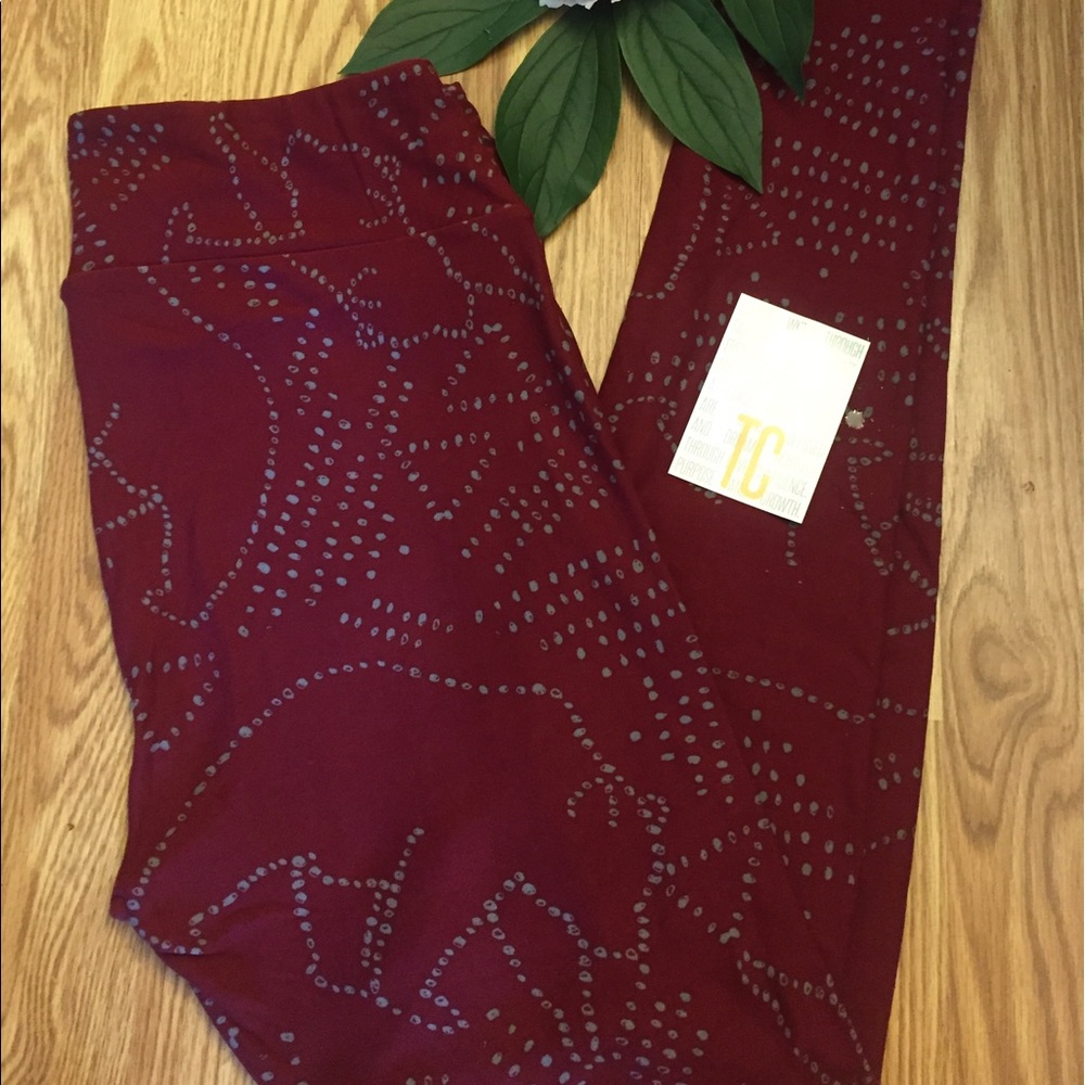Lularoe Maroon Bear Constellation Leggings'
