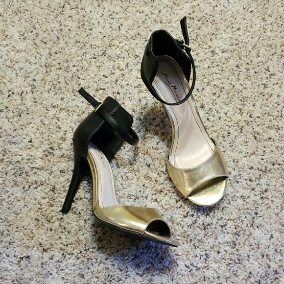Gold and Black Sandal Heels - Picture 2 of 4