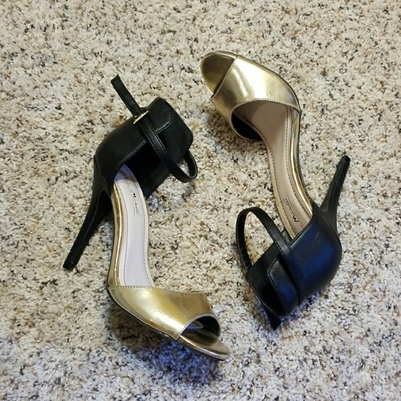 Gold and Black Sandal Heels - Picture 3 of 4