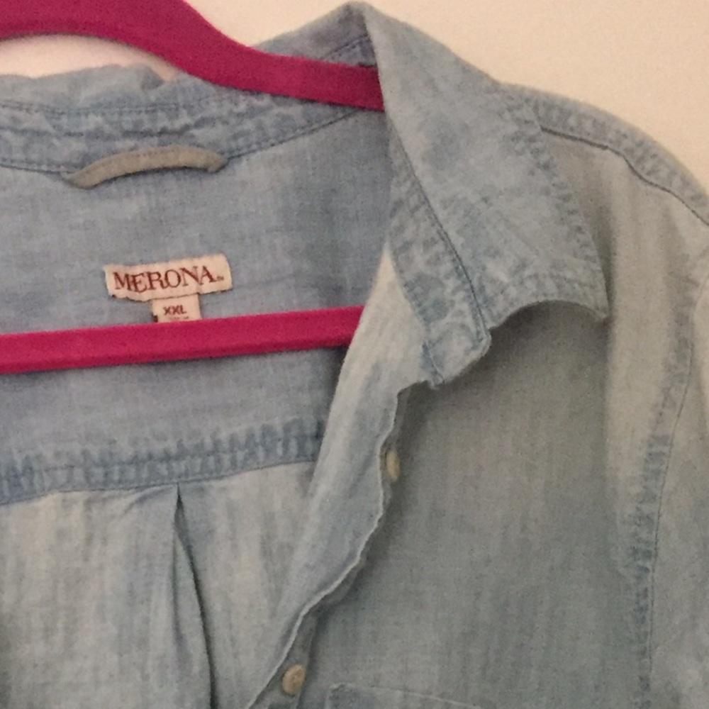 Chambray Button Down shirt XXL plus size Denim 1x