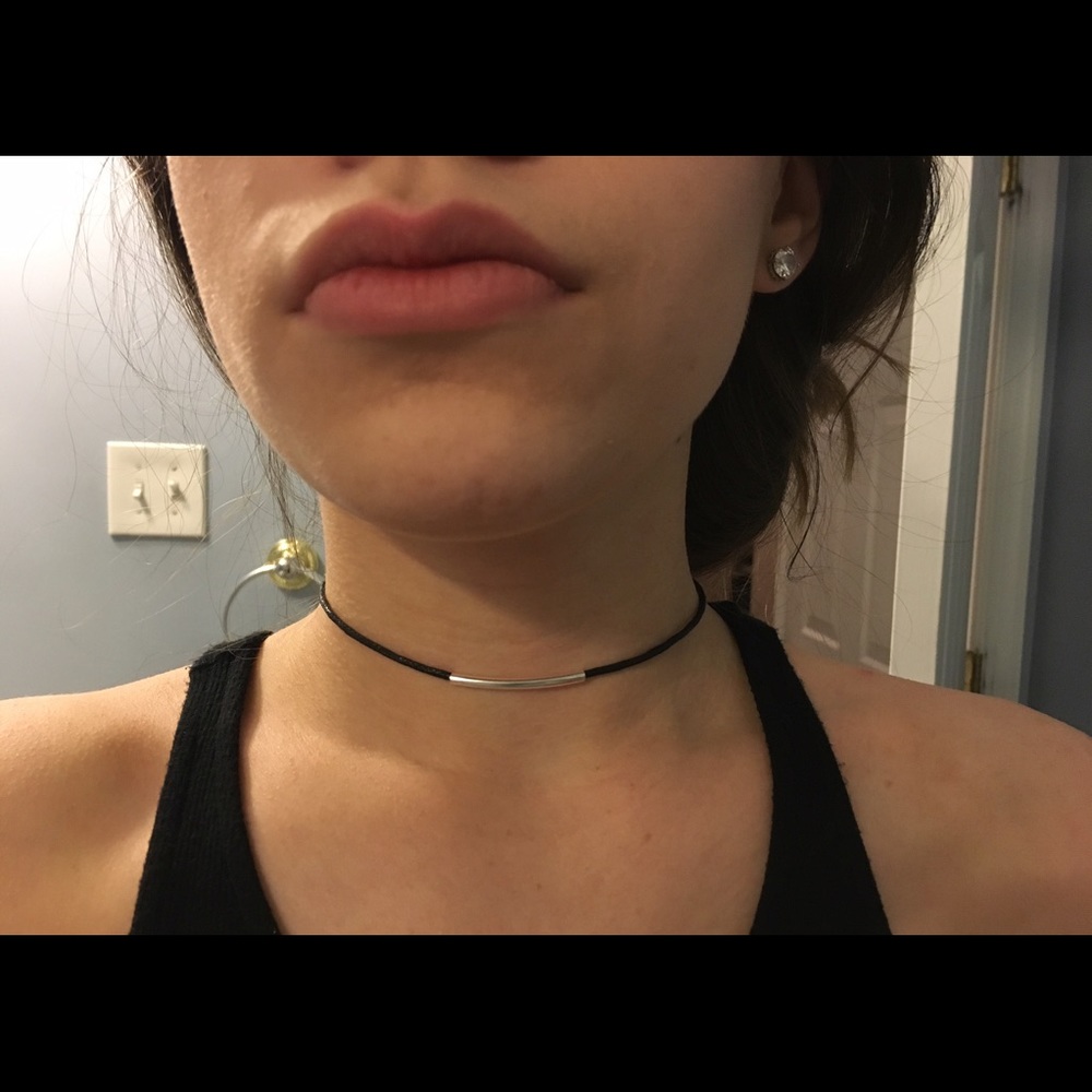 Black Choker with Silver Accent