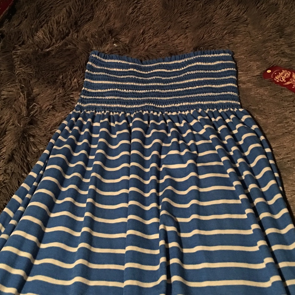 Strapless Stripped Maxi Dress