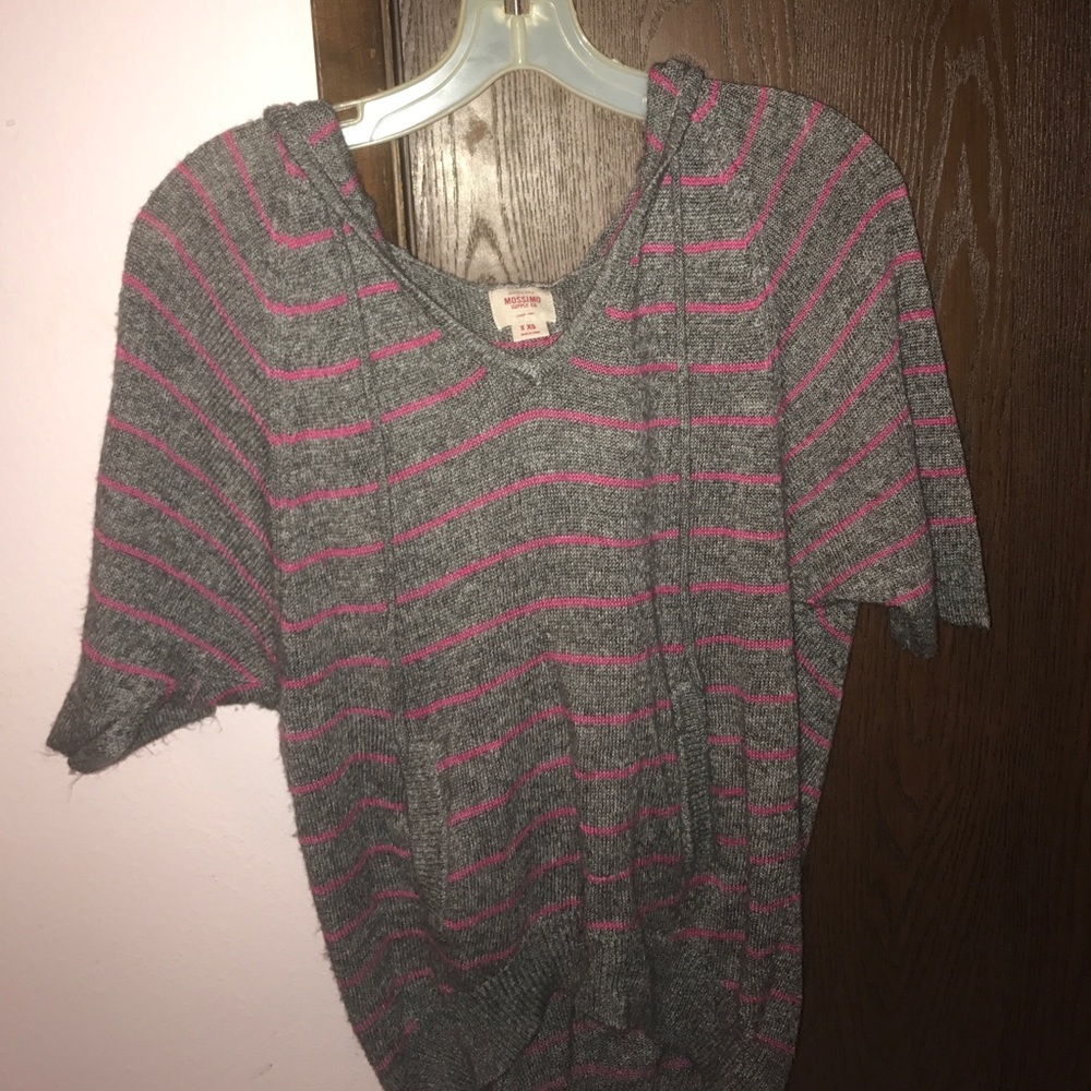Striped pull-over sweater poncho