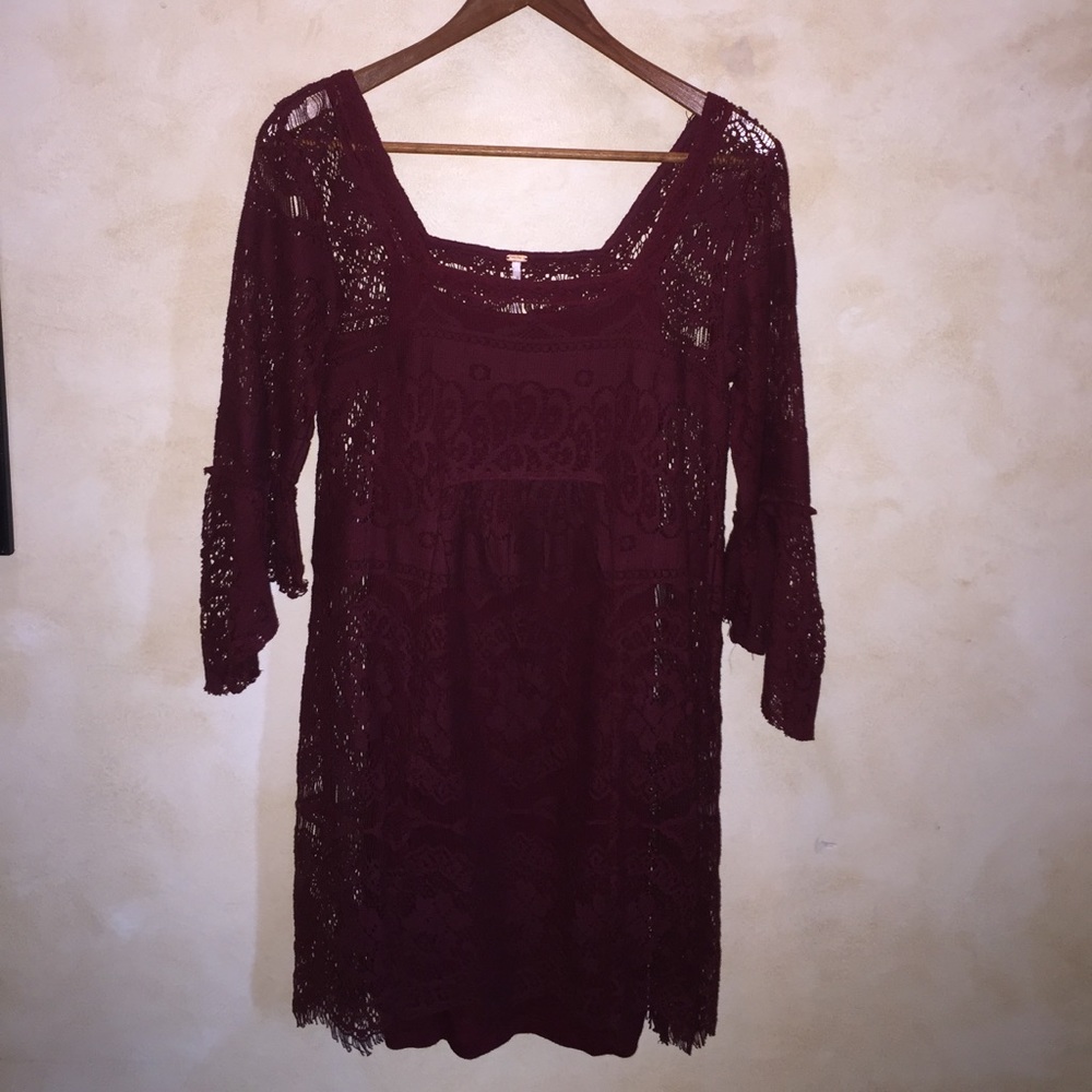 Free People Maroon Lace Dress