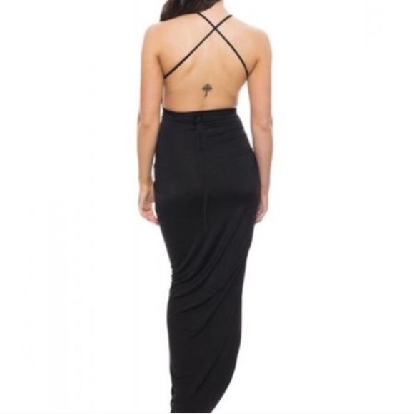 NEW! Asymmetrical Side Slit Dress in black - Picture 2 of 3