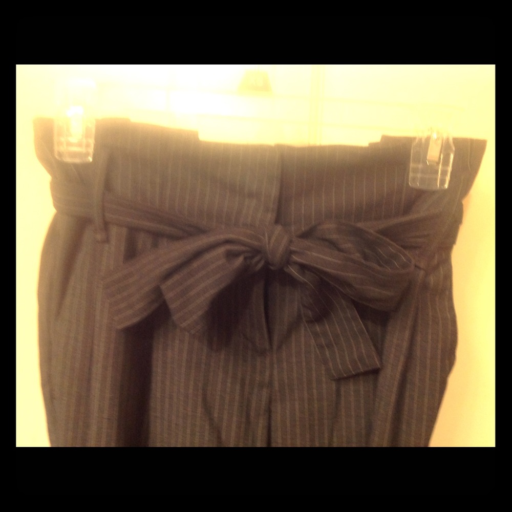 Grey pinstripe paperbag waist trousers Size 0