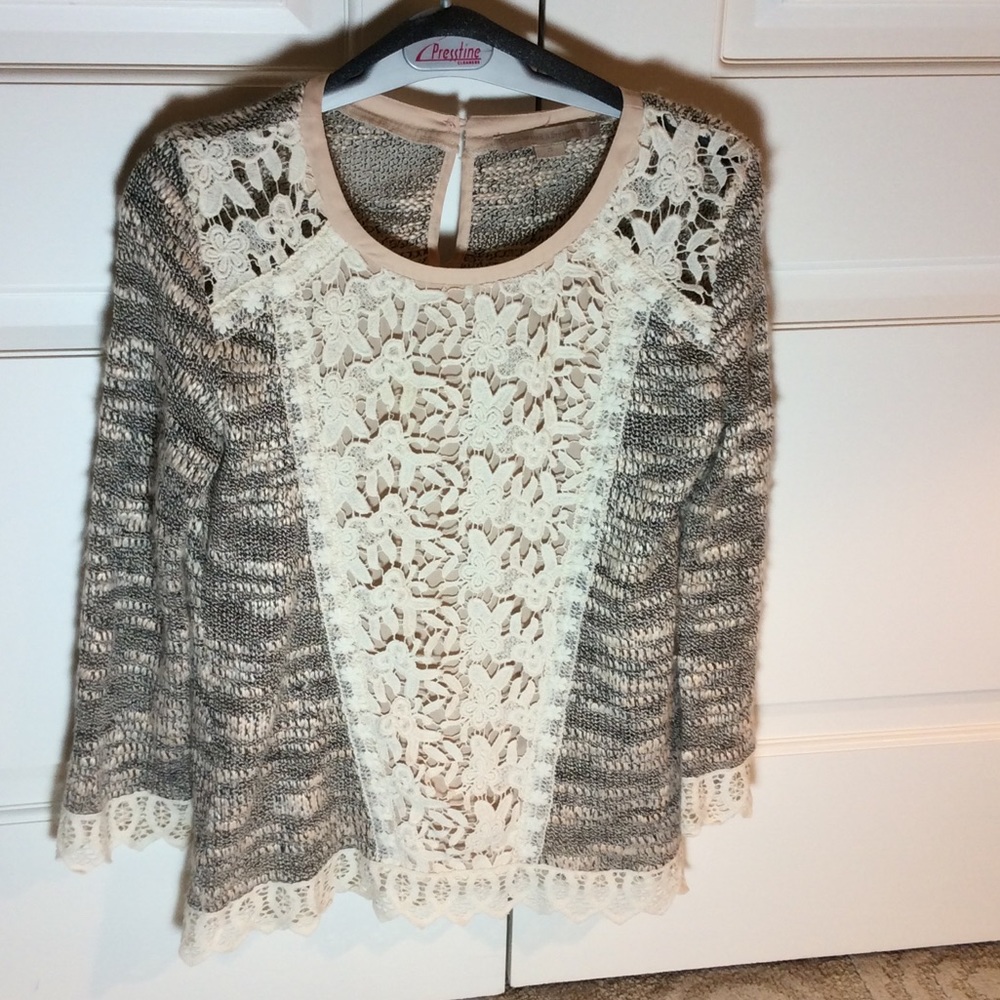 Anthropologie Champagne & Strawberry Sweater