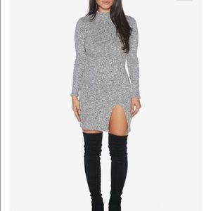 Grey sweater dross with split