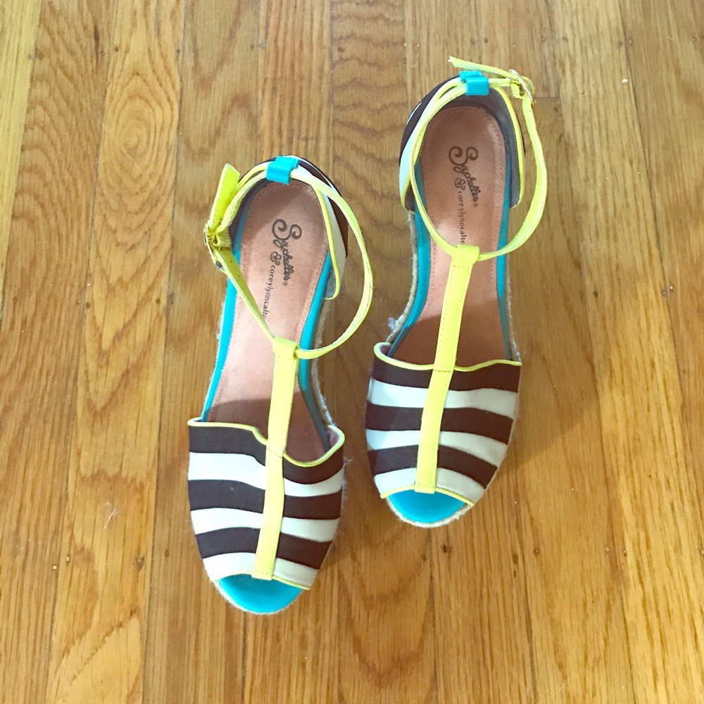 Seychelles Stripe Espadrille Platform Wedge