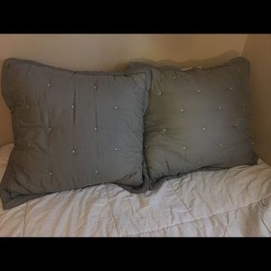 West Elm gray Euro Shams (2)