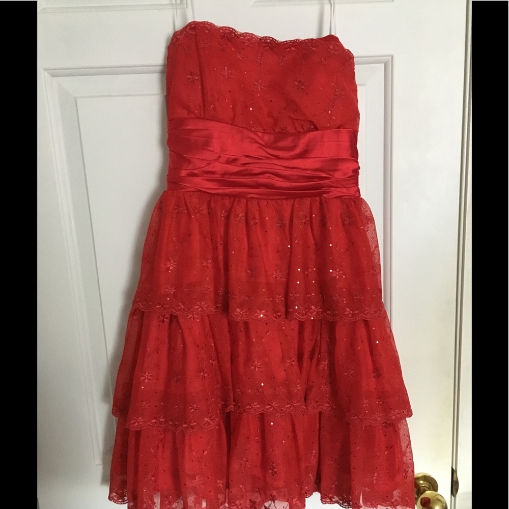 Strapless Red Cocktail Dress