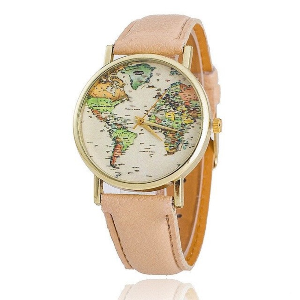 Beige Travelers World Map Watch NWT ⌚️