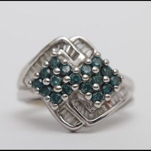 10k gold 1ctw blue &white diamond