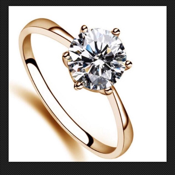 Jewelry - CZ Gold Plated Solitaire Ring