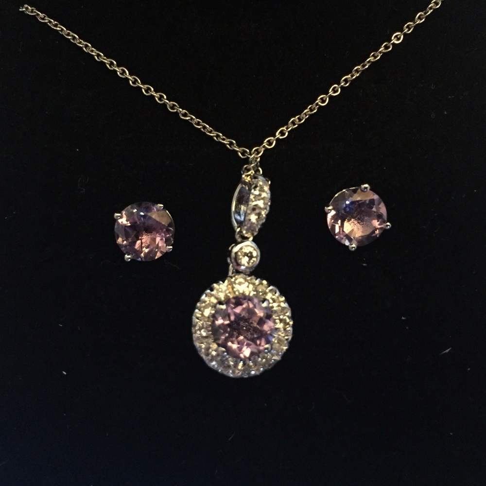 Amethyst & 925 Sterling Silver Necklace & Earrings