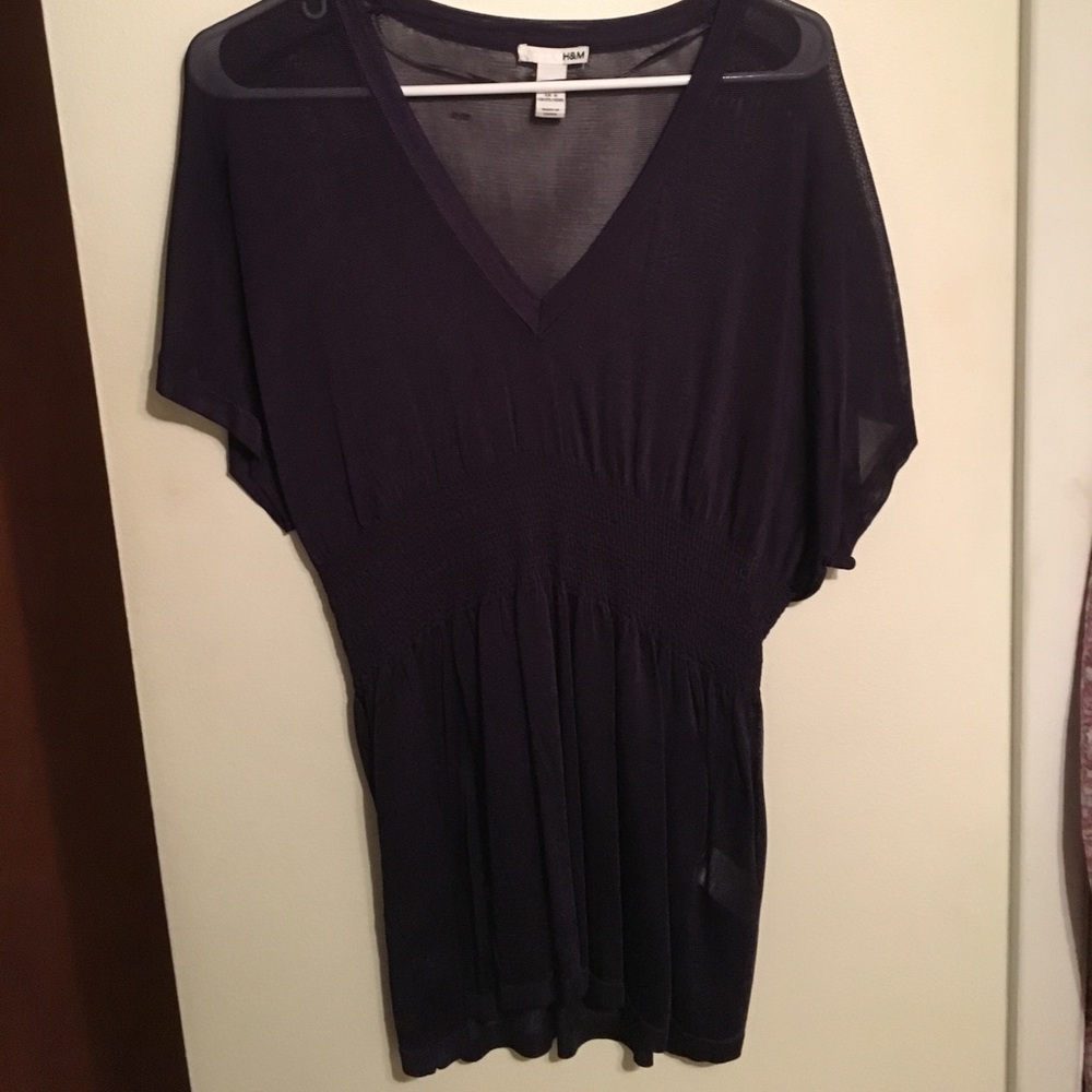 Sheer purple v-neck top
