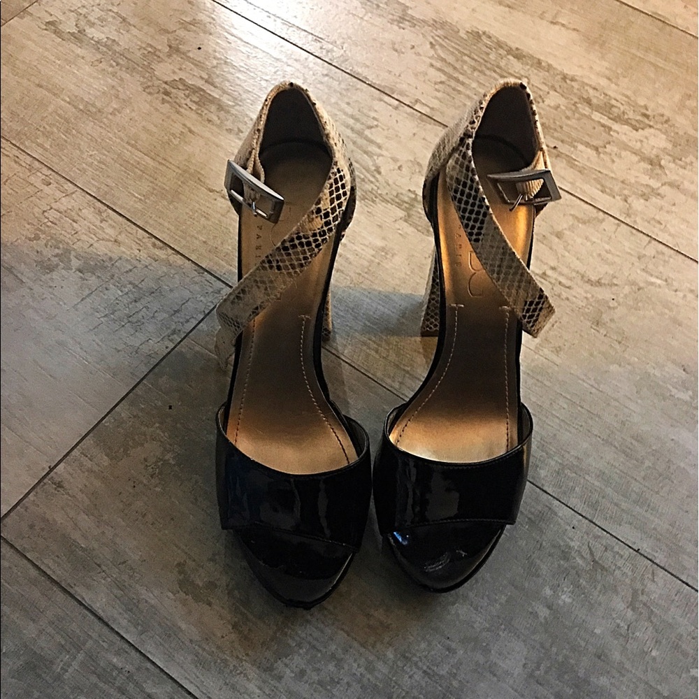 BCBG Snakeskin Goat Leather Block Heels