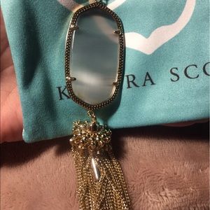 Kendra Scott Rayne gold tassel necklace in Slate