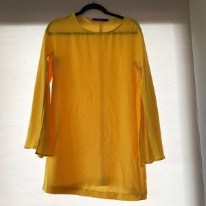Yellow bell sleeve Zara mini dress