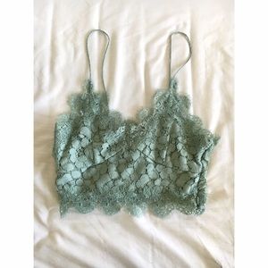 H&M mint lace cropped tank