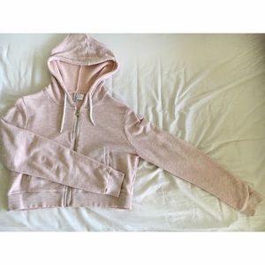 H&M "Divided" baby pink cropped hoodie zip up