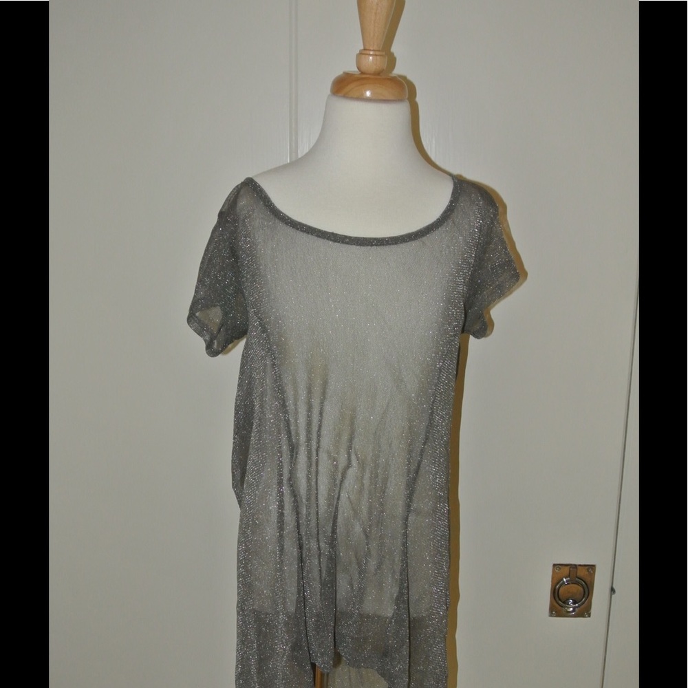 Sheer open back glitter top