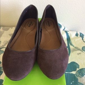 Crocks Brown Suede Flats Size 7.5