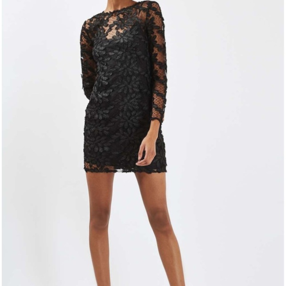 Topshop Leaf Appliqué Dress