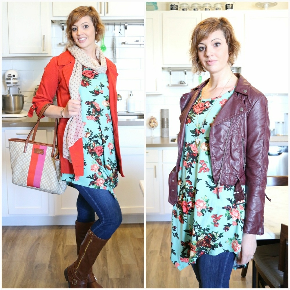 Sleeveless Floral Sharkbite Tank Tunic-Mint - Picture 3 of 7