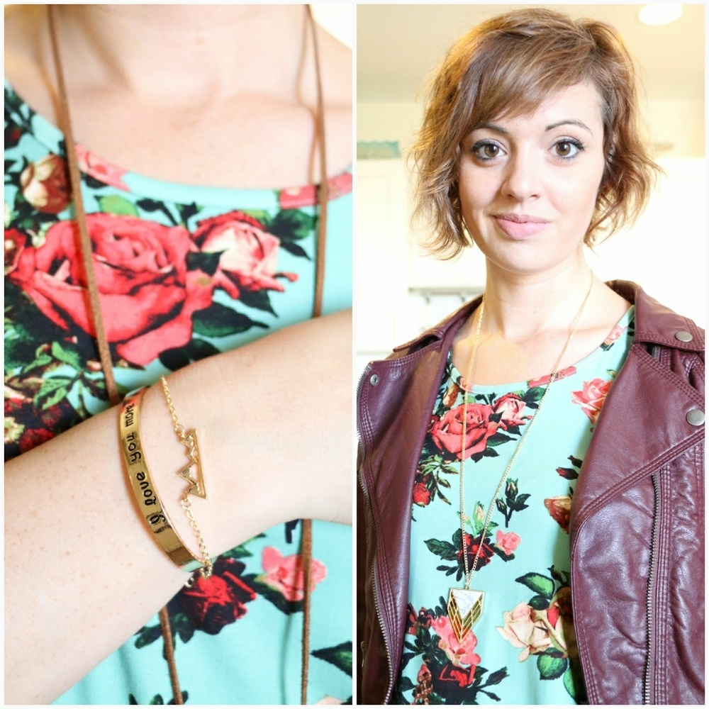 Sleeveless Floral Sharkbite Tank Tunic-Mint - Picture 5 of 7
