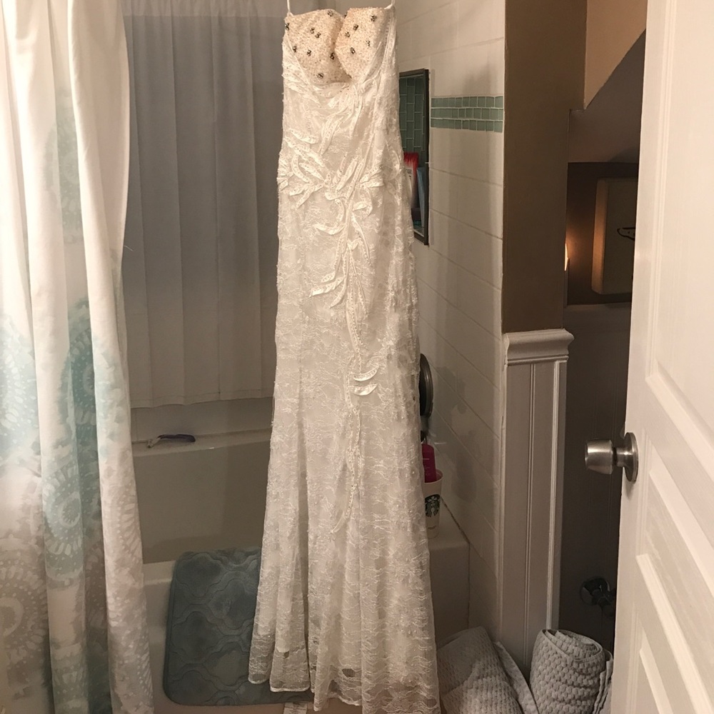 Long silver prom dress