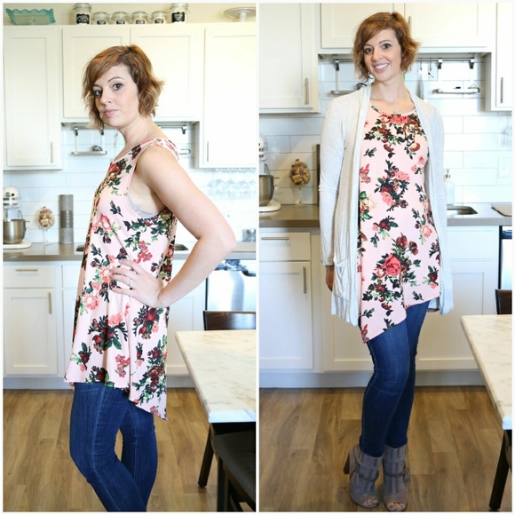 Sleeveless Floral Sharkbite Tank Tunic - Picture 5 of 7