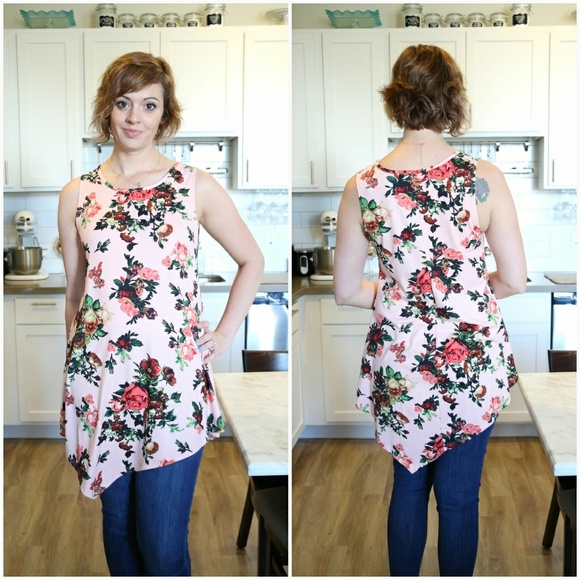 Sleeveless Floral Sharkbite Tank Tunic - Picture 6 of 7