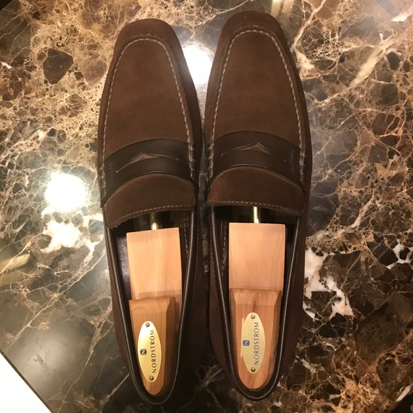 Louis Vuitton brown suede & leather loafers
