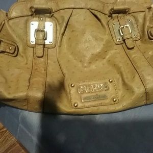 Guess extra large tote tan embossed leather