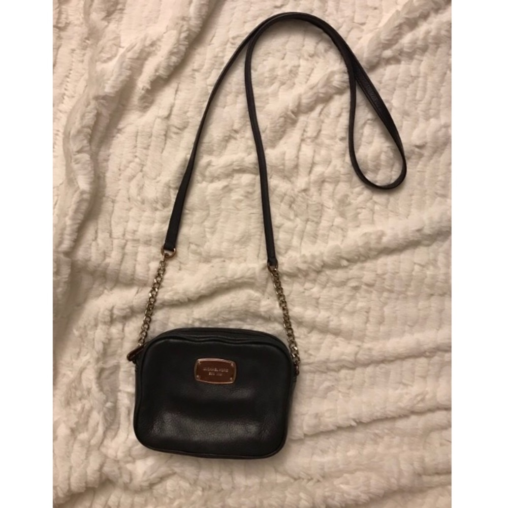 Michael Kors Black and Rose Gold Crossbody