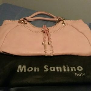 Pale pink leather extra large tote bag