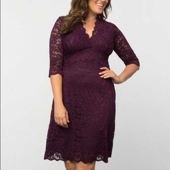 Kiyonna Dresses & Skirts - Kiyonna Plum Lace Boudoir Dress (2x)