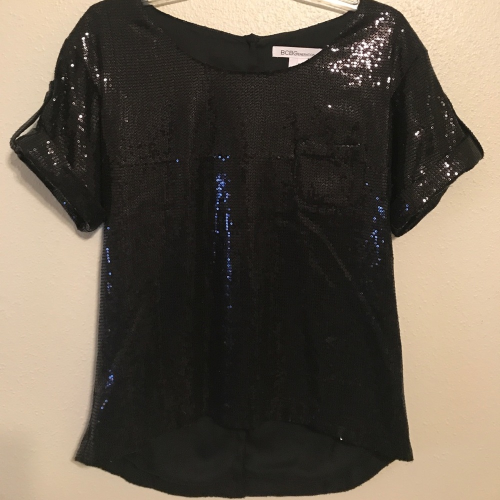 Bcbgeneration Black Sequin Top