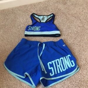 Justice strong running short and sport bra set