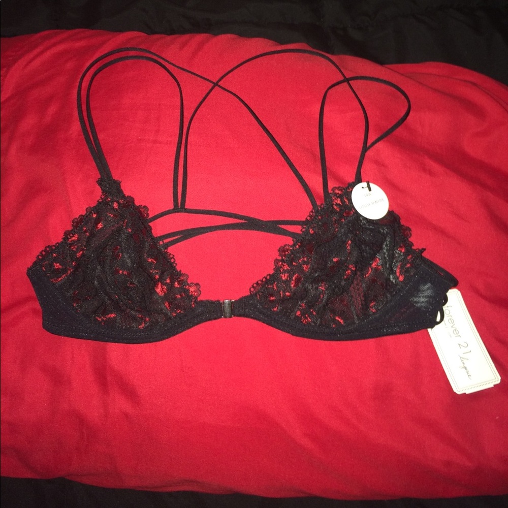 Forever21 black and red lace bralette